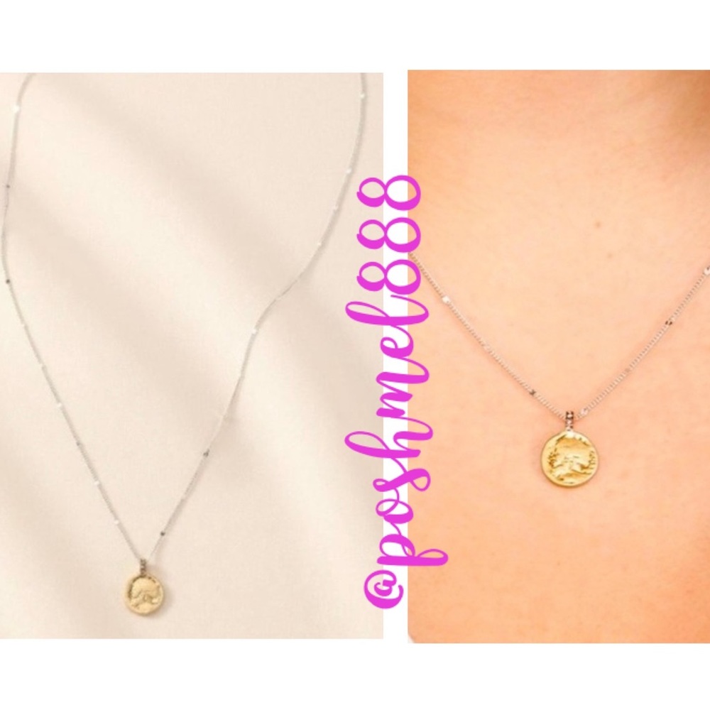 Stella & Dot | Mixed Metal Heritage Coin Mini Ultra Delicate Dainty Neck…